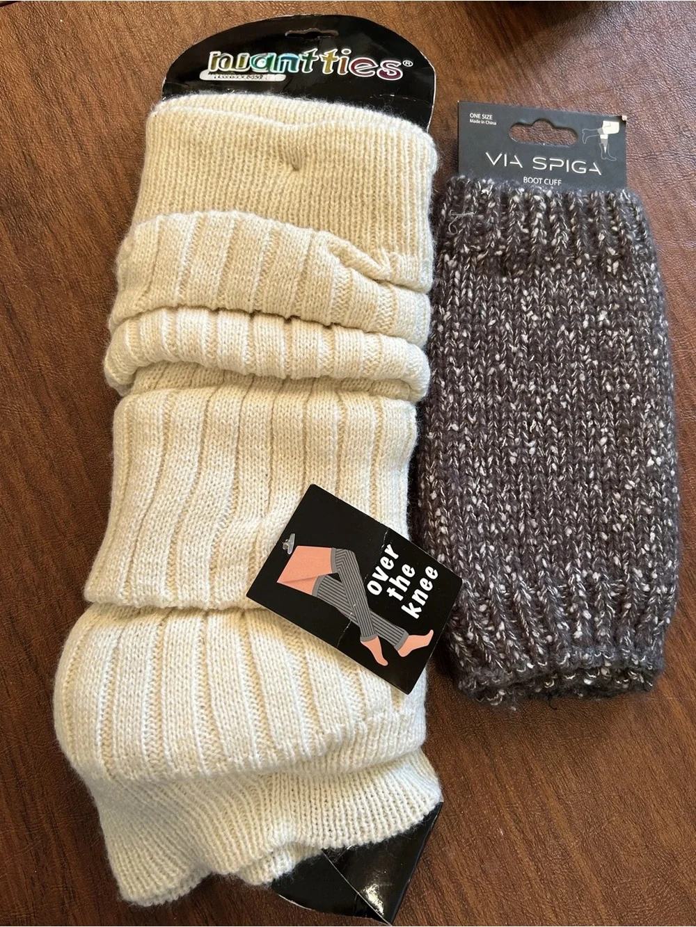 Via Spiga Boot Cuffs Brown and Other Brand Cream Knit Over the Knee